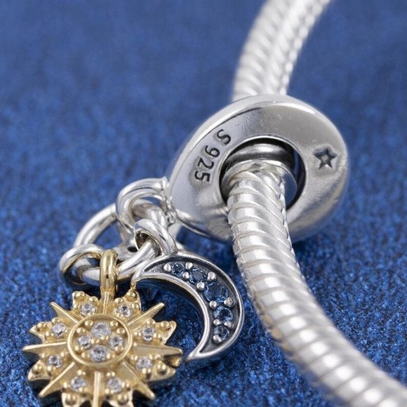Pandora Two-tone Celestial Triple Dangle Charm - Picture 2 of 5